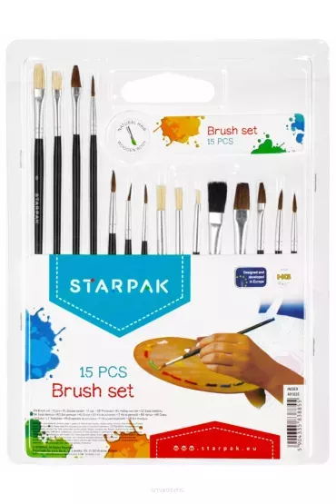 Starpak Pędzle szkolne etui, 15szt.