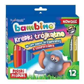 Kredki ołówkowe trójkątne grube Bambino 12 kolorów