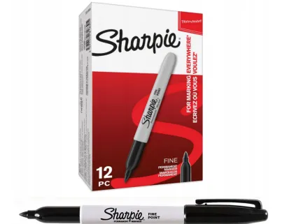Marker Permanentny Sharpie Fine Pisak Szybkoschnący 12 Sztuk Czarny