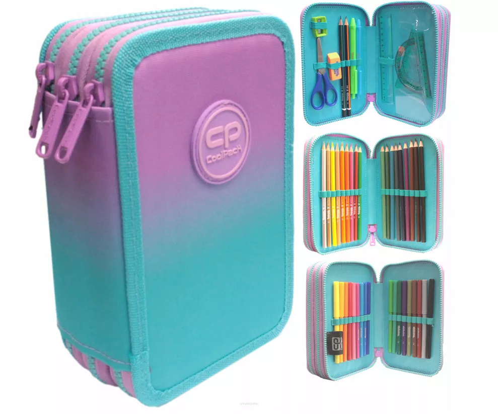 Piórnik Trójkomorowy Cool Pack z Wyposażeniem Jumper 3 Gradient Blueberry