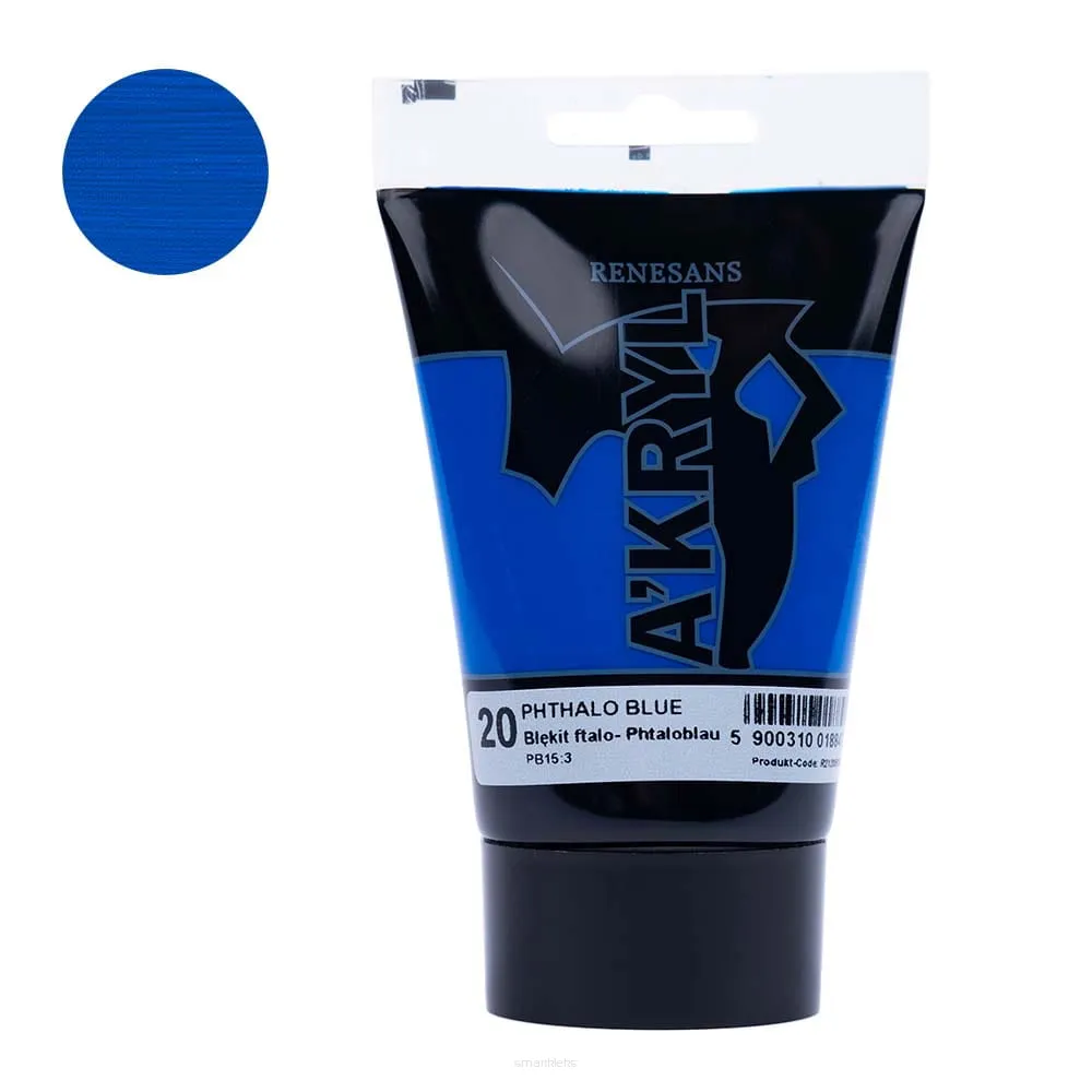 Farba Akrylowa Renesans 100ml 20 Błękit Ftalo