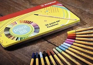 Cienkopisy Stabilo point 88 komplet 50 sztuk w metalowym pudełku