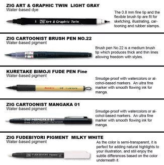 Kuretake Zestaw do ilustracji ILLUSTRATION BASIC SET 2 - 5 pisaków