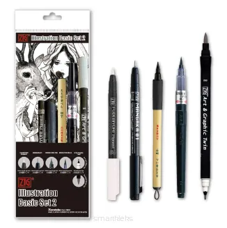 Kuretake Zestaw do ilustracji ILLUSTRATION BASIC SET 2 - 5 pisaków