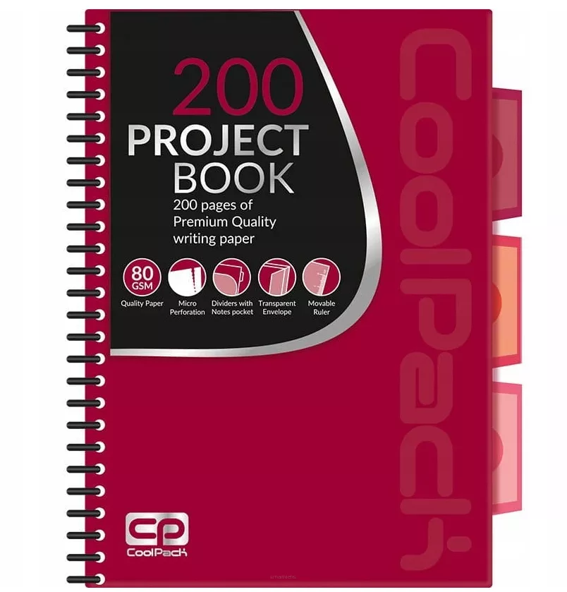 Kołozeszyt  A5/200 Kratka Przekładki Project Book Bordo smartkleks.pl