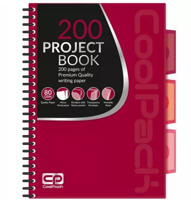 Kołozeszyt  A5/200 Kratka Przekładki Project Book Bordo