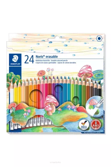 Staedtler Kredki ołówkowe Noris Club, sześciokątne, usuwalne z gumką 24 szt.