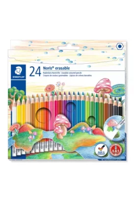 Staedtler Kredki ołówkowe Noris Club, sześciokątne, usuwalne z gumką 24 szt.