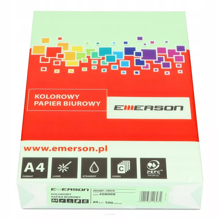 Papier Ksero Kolorowy Zielony A4 80g 500 Arkuszy Emerson  SmartKleks.pl