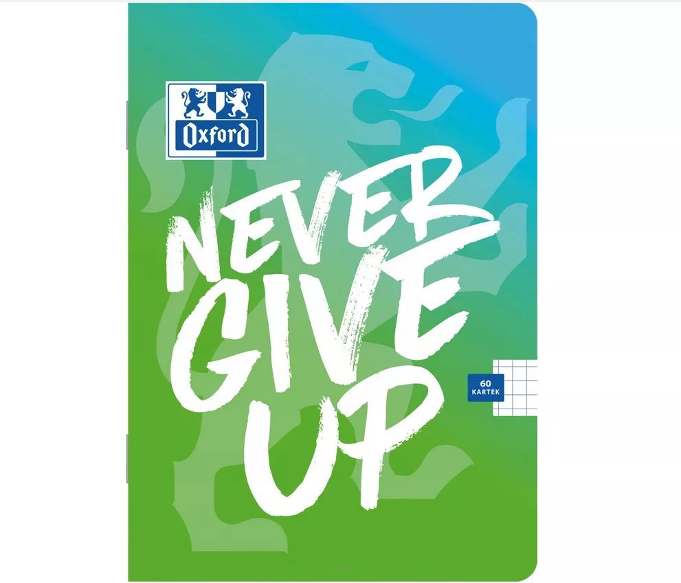 Zeszyt Oxford A4 Never Give Up 60k. Kratka 