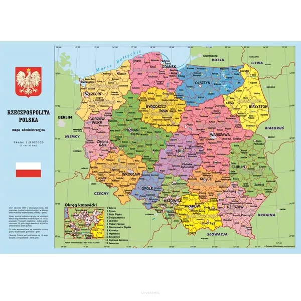 Podkładka na Biurko Dwustronna Mapa Polski Kreska  SmartKleks.pl