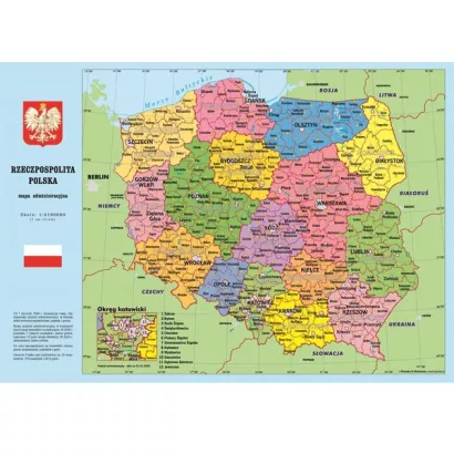 Podkładka na Biurko Dwustronna Mapa Polski Kreska