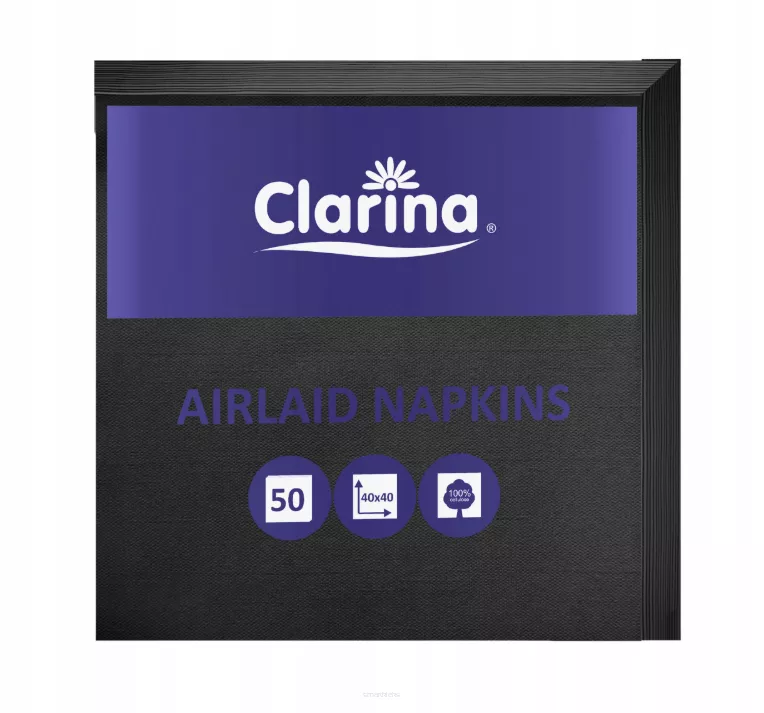 Serwetki Flizelinowe Czarne 40x40 50szt Clarina
