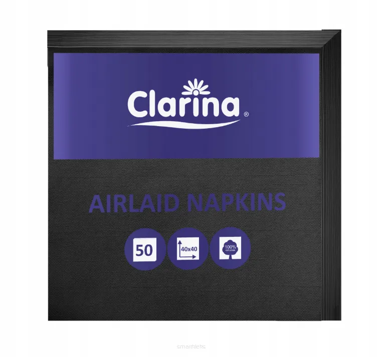 Serwetki Flizelinowe Czarne 40x40 50szt Clarina