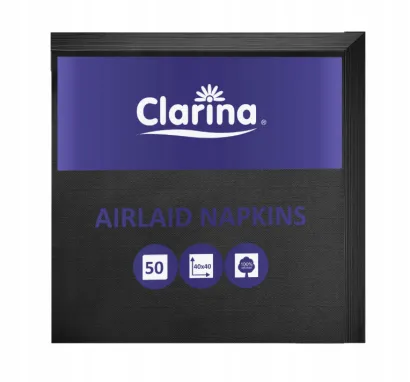 Serwetki Flizelinowe Czarne 40x40 50szt Clarina