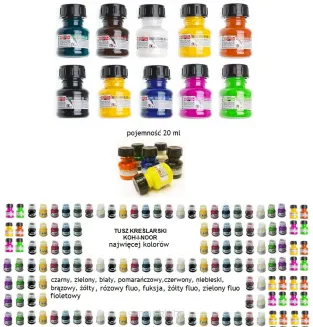 Tusz Kreślarski Żółty 20ml KOH-I-NOOR smartkleks.pl