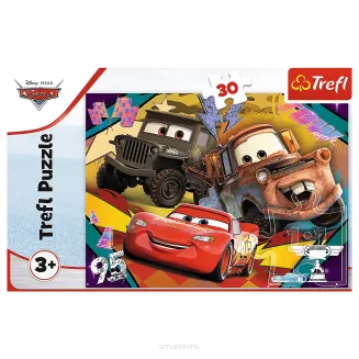 Puzzle Trefl 30 Elementów Cars Rozpędzone Samochody smartkleks.pl