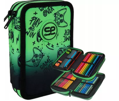 Coolpack, Piórnik podwójny z wyposażeniem Jumper 2 - Game Over Gradient Green