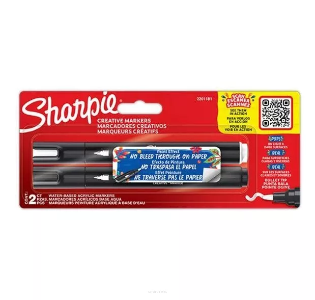 Markery Akrylowe Sharpie Artystyczne Czarny i Biały smartkleks.pl