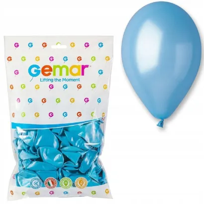 Balony 100 sztuk Metalizowane Błękitne Gemar