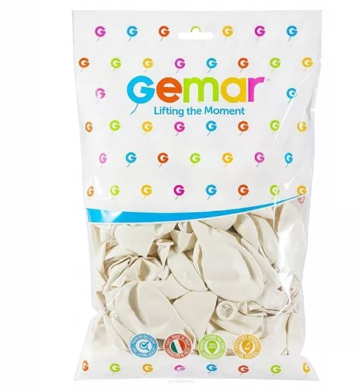 Balony 100 sztuk Metalizowane Perłowo-Białe Gemar smartkleks.pl