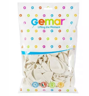 Balony 100 sztuk Metalizowane Perłowo-Białe Gemar