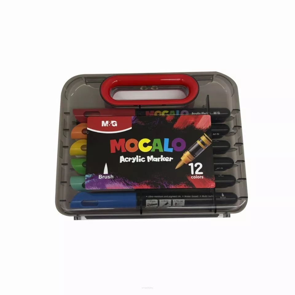 Marker akrylowy pędzelkowy 12 kolorów M&G