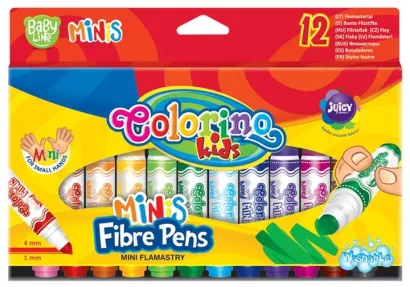 Mini Flamastry Zmywalne dla Dzieci 12 Kolorów Colorino Kids