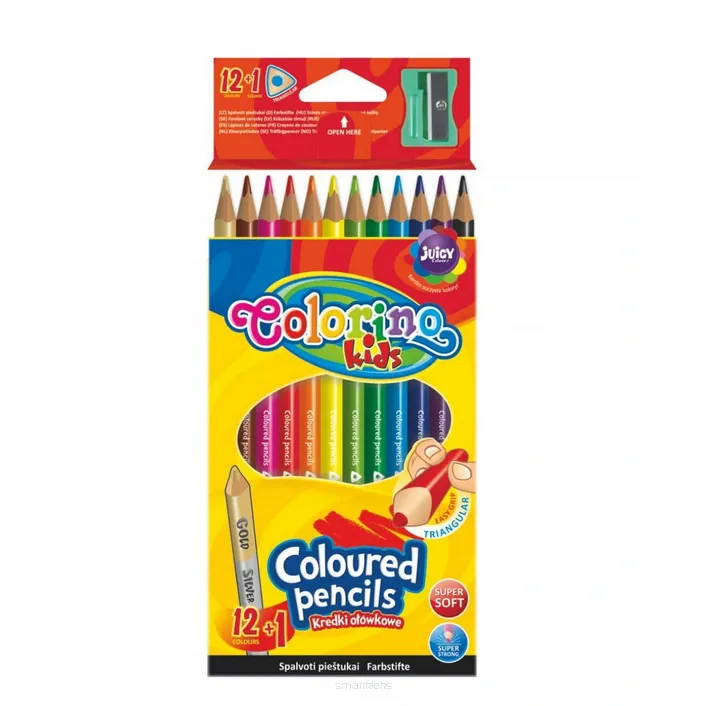 Kredki Ołówkowe Trójkątne Colorino 12+1 Gratis