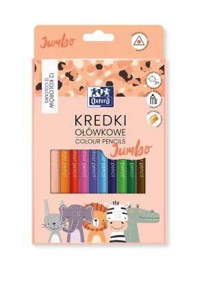 Kredki Ołówkowe Trójkątne Jumbo 12 Kolorów Oxford