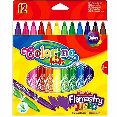 Flamastry 12 Kolorów Jumbo Fibre Pens Colorino  SmartKleks.pl