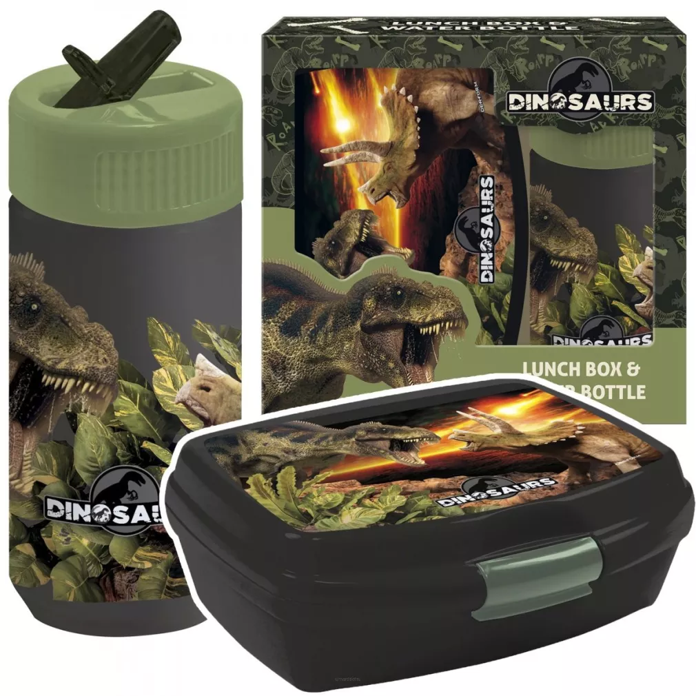 Zestaw Bidon Śniadaniówka Lunchbox DERFORM Dinozaury 18 SmartKleks.pl