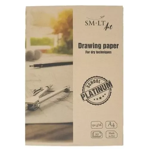 Drawing paper A4 190g/m2, 20 sheets / kmpl , Platinum SMLT