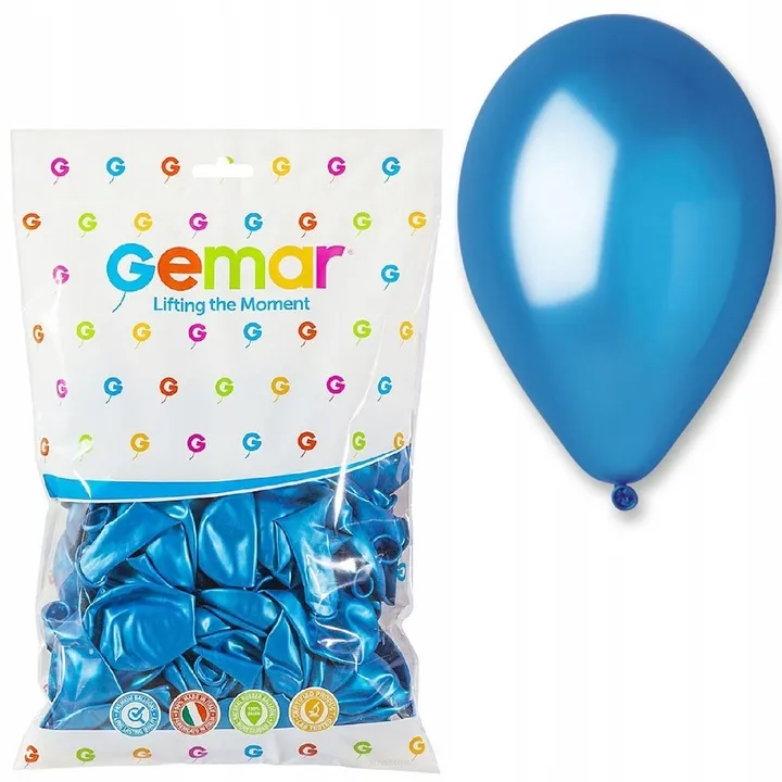 Balony 100 sztuk Metalizowane Niebieskie Gemar   SmartKleks.pl