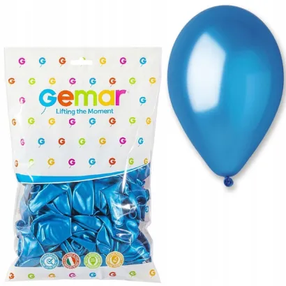 Balony 100 sztuk Metalizowane Niebieskie Gemar