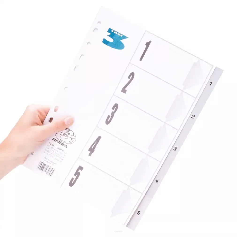 Przekładki do Segregatora PP A4 Numeryczna 1-5  SmartKleks.pl