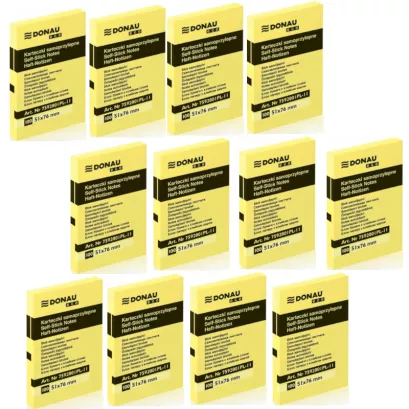 12 x Żółte Karteczki Samoprzylepne 51x76mm Donau