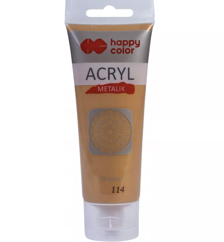 Farba Akrylowa Happy Color 75ml Głębokie Złoto Metalik 114