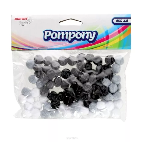 Pompony Szare 10mm 100szt. Brewis