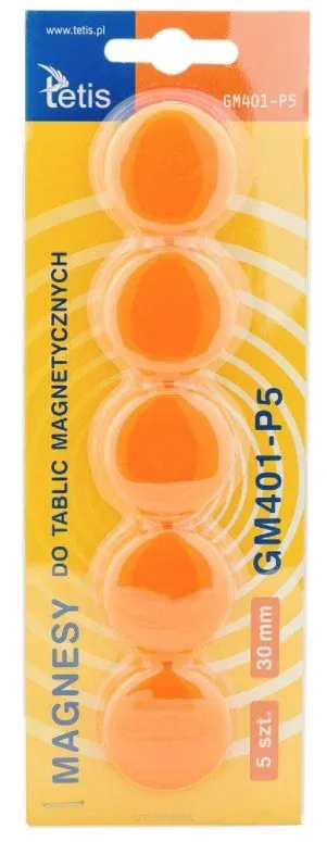Magnesy Tetis GM401-P5 Pomarańczowe 5 sztuk