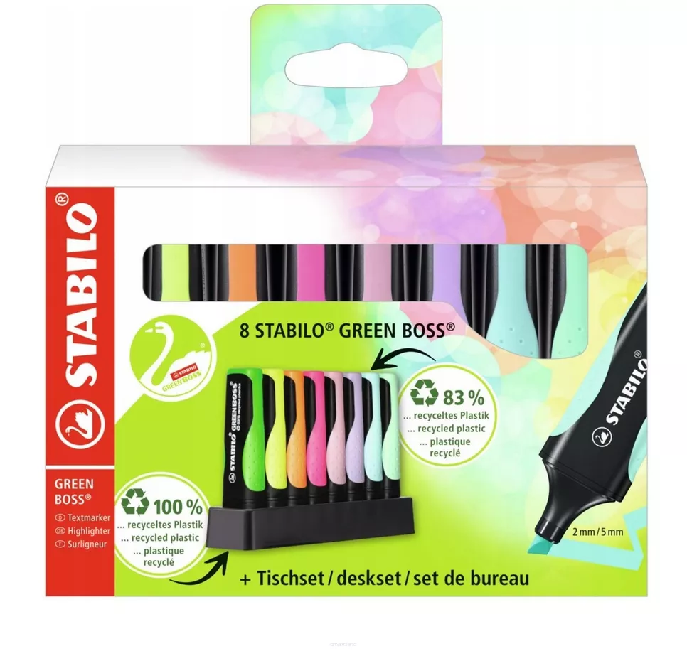 Zakreślacze Stabilo Green Boss Zestaw 8 Kolorów