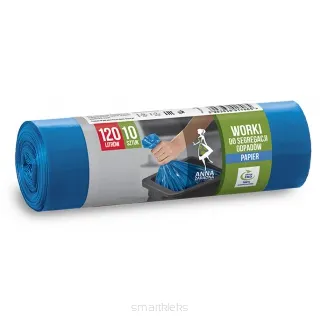 Worki do segregacji odpadów ANNA ZARADNA, papier, 120 l, 10szt., niebieskie