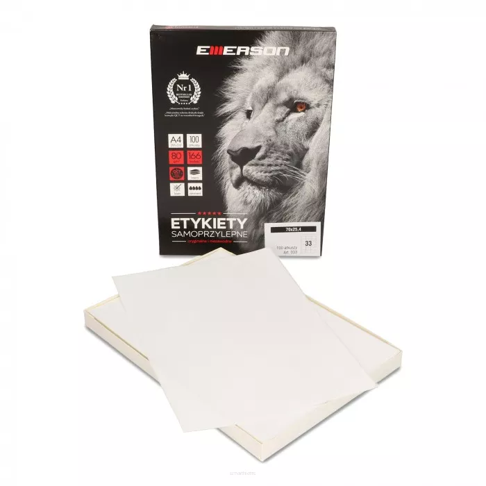 ETYKIETY EMERSON UNIWERSALNE 70 x 25.4 mm - 100 arkuszy