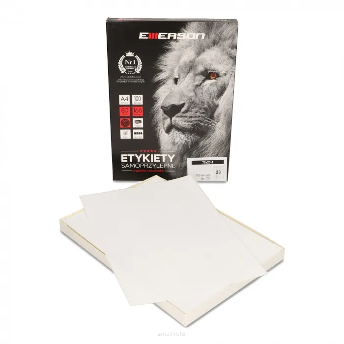 ETYKIETY EMERSON UNIWERSALNE 70 x 25.4 mm - 100 arkuszy
