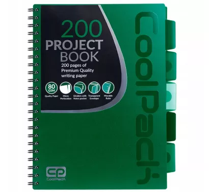 Kołozeszyt  A4/200 Kratka Przekładki CoolPack Ciemna Zieleń