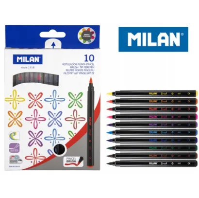 Flamastry z pędzelkiem Milan 10 kolorów