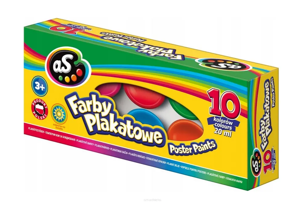 Farby plakatowe szkolne AS 10 kolorów