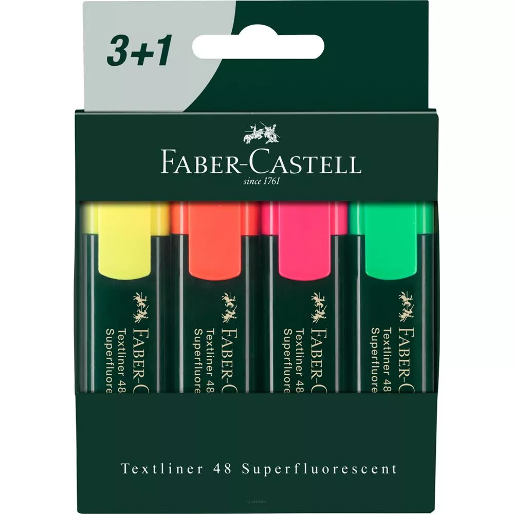 Zakreślacze Faber-Castell 3+1szt smartkleks.pl