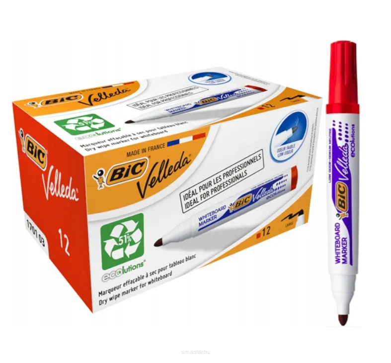 12x Marker Do Tablic Suchościeralnych BiC Velleda Czerwony