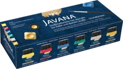 Kreul Javana Komplet metalicznych farb do tkanin METALLIC BASIC 6x20ml